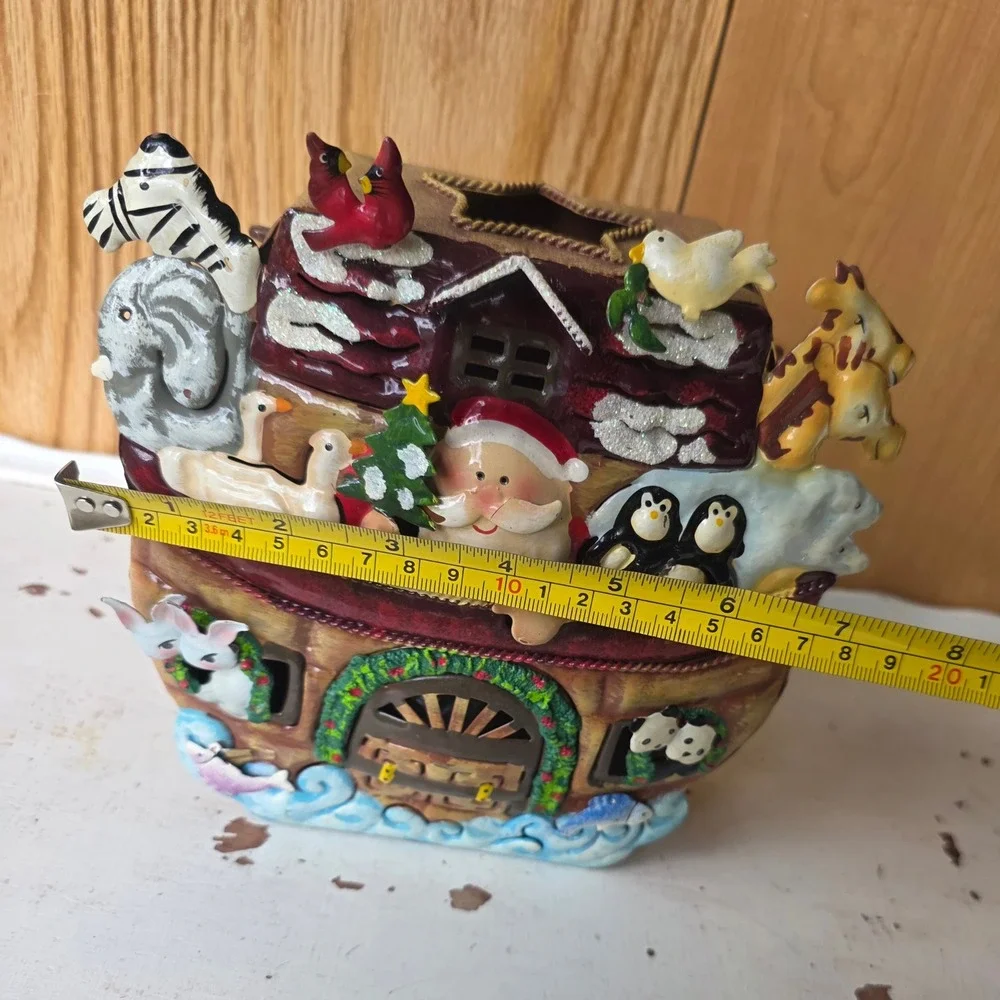 Home Interiors Christmas Noahs Ark Tin Tealight Votive Candle Holder Lantern